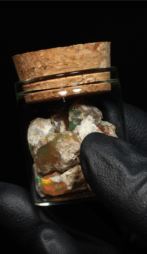 10g Rough Ethiopian Dark Jewelry Grade Welo Opal Jar