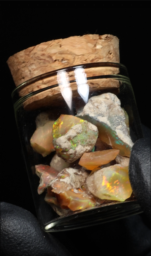 10g Rough Ethiopian Dark Jewelry Grade Welo Opal Jar