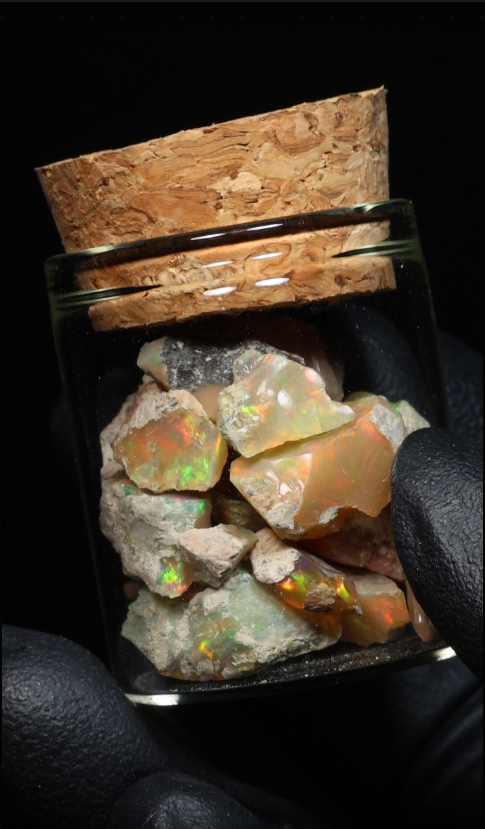 10g Rough Ethiopian Dark Jewelry Grade Welo Opal Jar