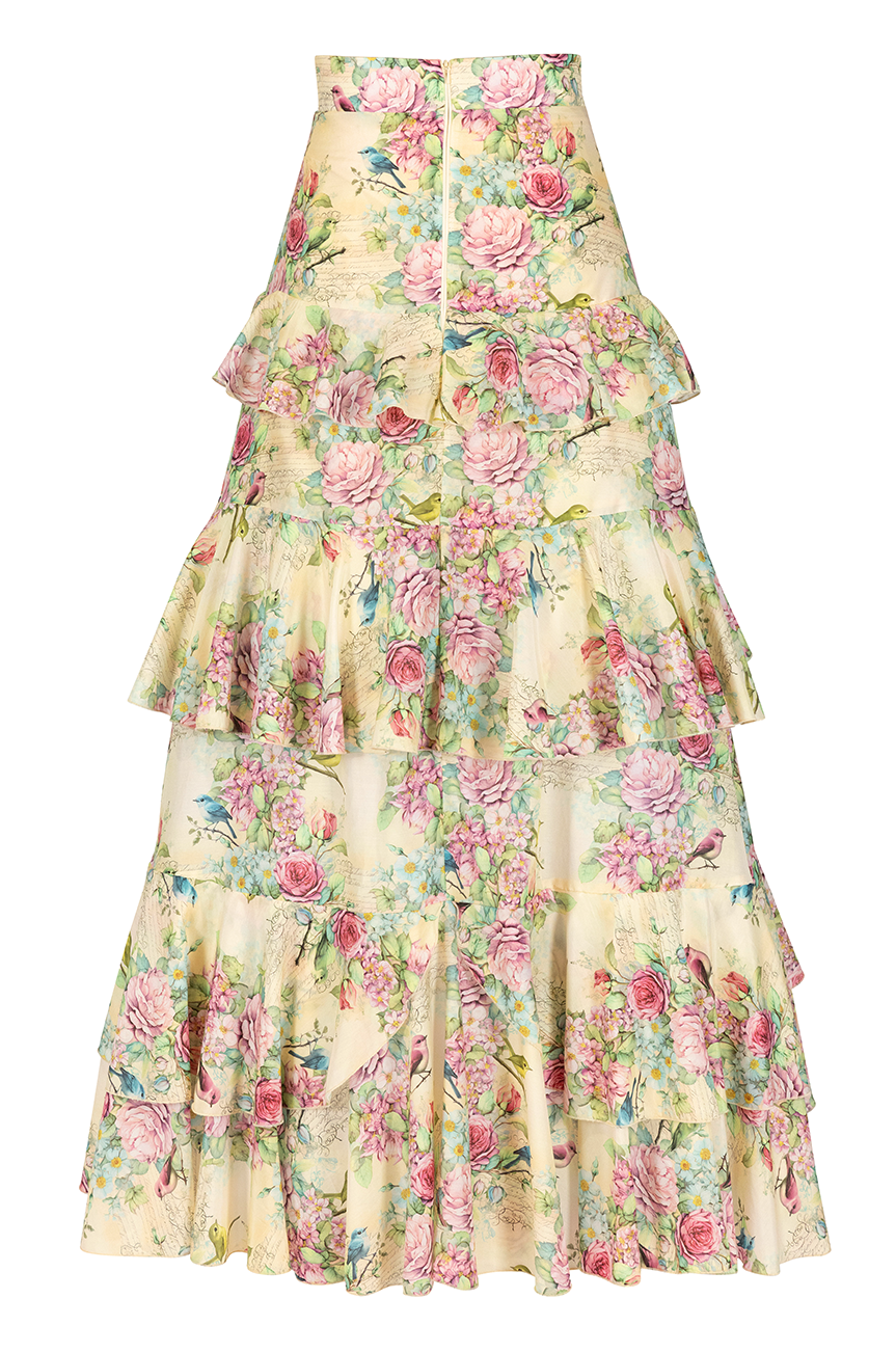 Birdsong Ruffle Maxi Skirt