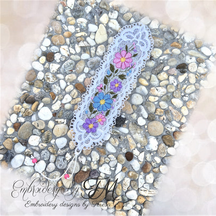 Bookmark with colorful flowers FSL/ 5x7 hoop