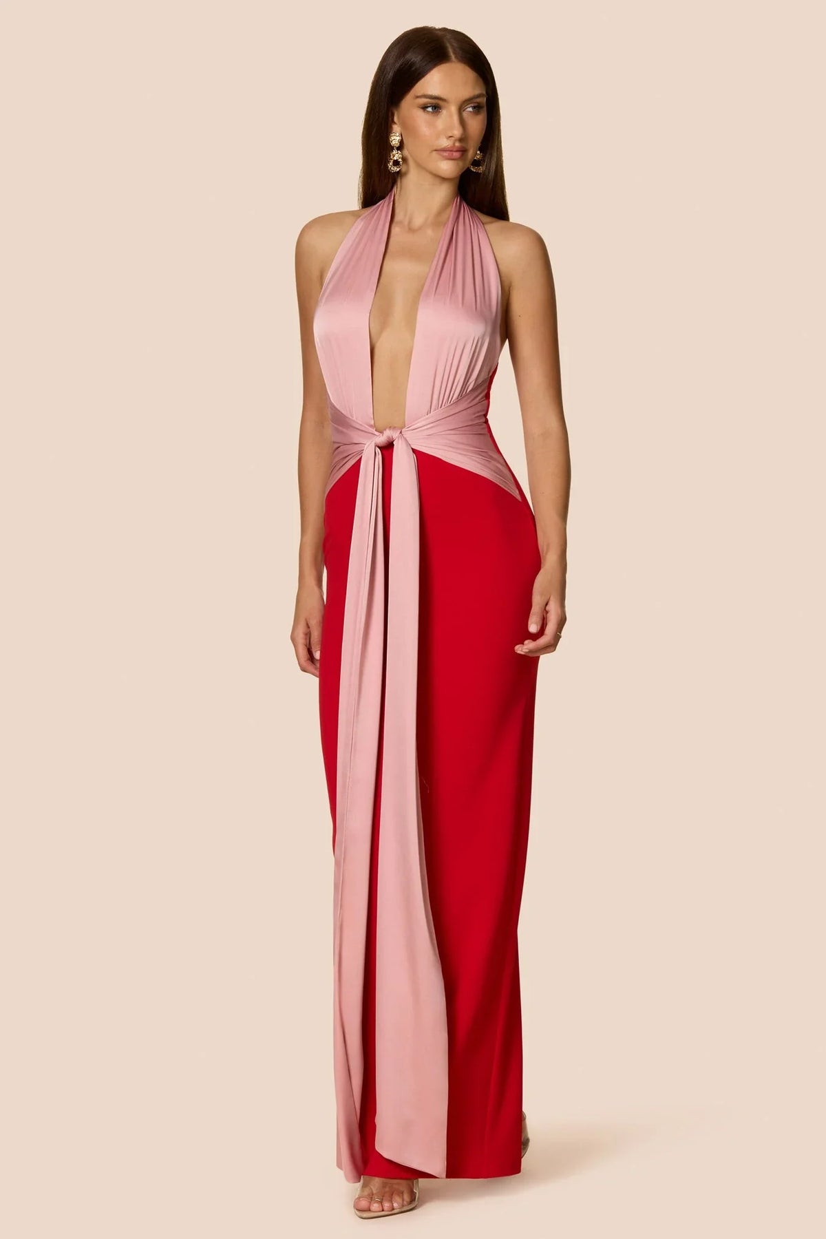 Nookie Chiara Halter Gown - Red/Pink
