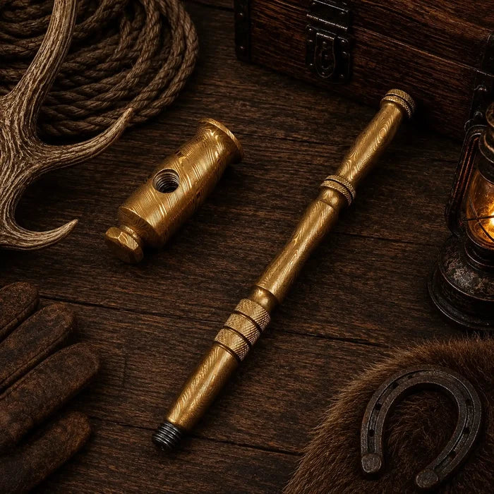 Goldenforge Damascus Steel Hammer – Handmade Desk Décor Collectible