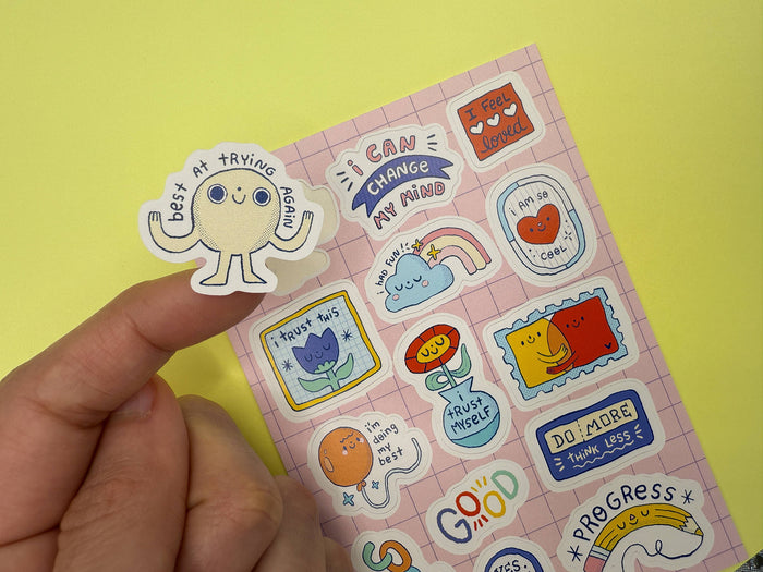 Ivna Lins - Self Care Vinyl Sticker Sheet - Mental Health Affirmations