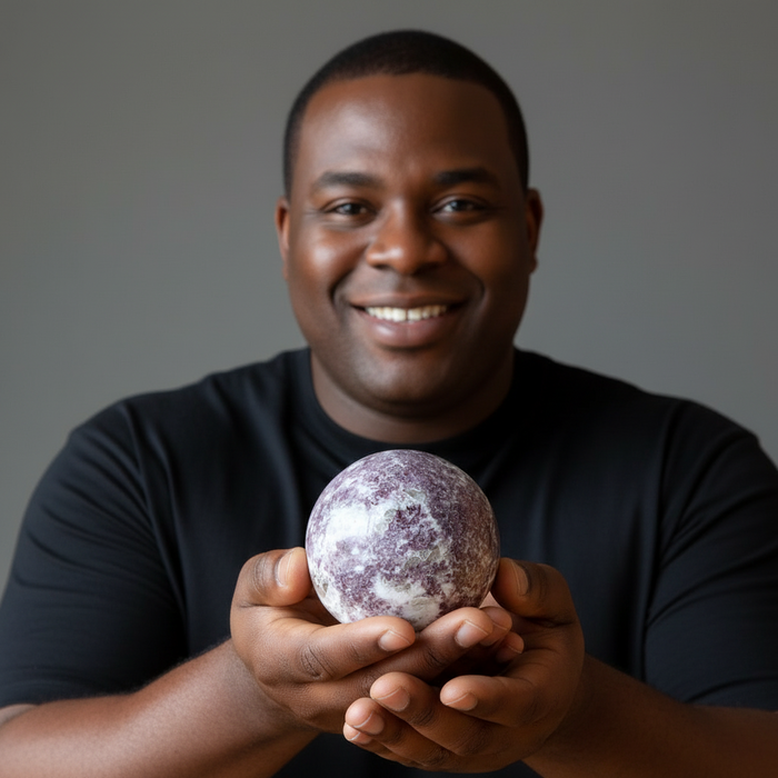 Lepidolite Sphere Lavender Purple White Quartz Crystal Ball