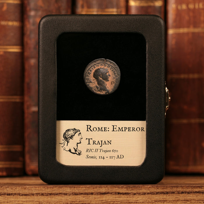 Rome, Emperor Trajan, AE Semis, Senatus Consulto Reverse - 114 to 117 CE - Roman Empire