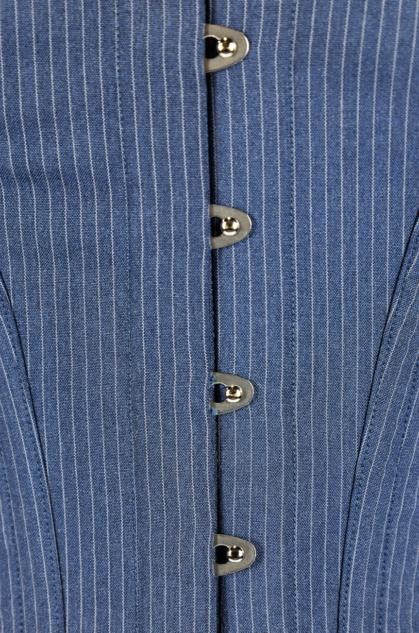 Read All About It Corset (Pinstripe Blue)