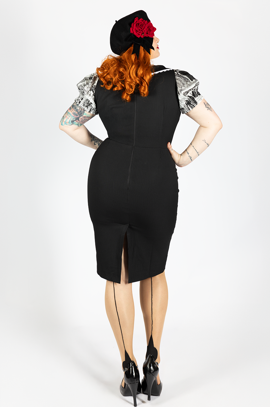 Read All About It Pinstripe Wiggle Dress