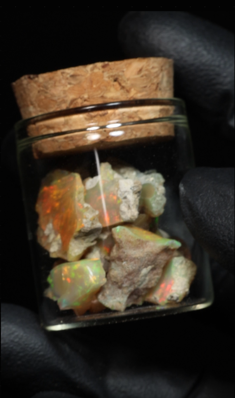 10g Rough Ethiopian Dark Jewelry Grade Welo Opal Jar