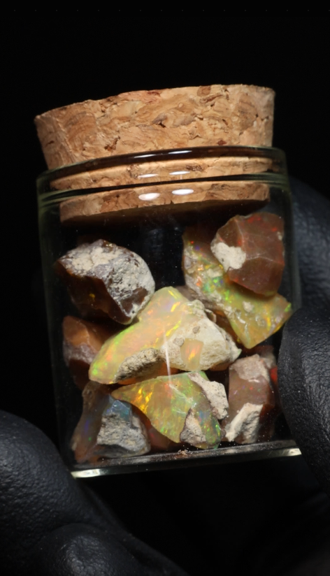 10g Rough Ethiopian Dark Jewelry Grade Welo Opal Jar