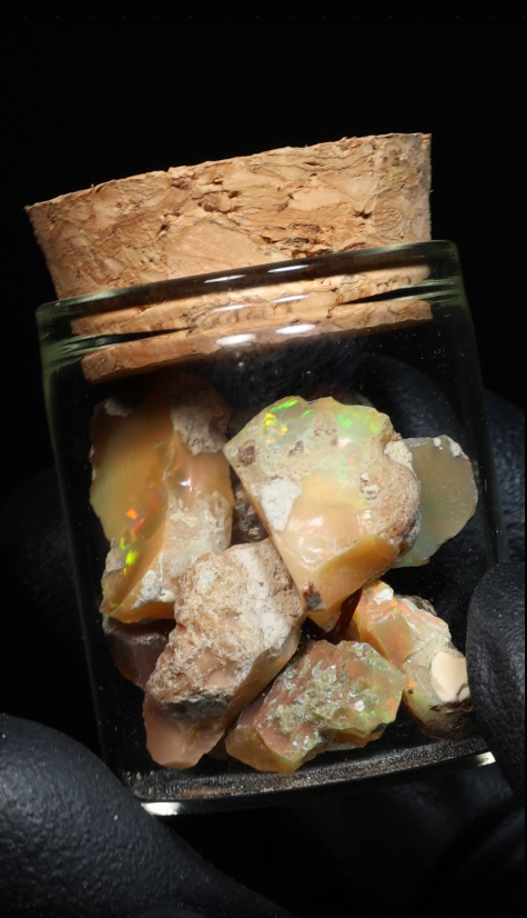 10g Rough Ethiopian Dark Jewelry Grade Welo Opal Jar