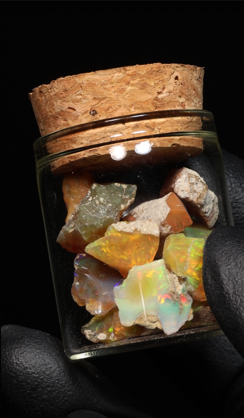10g Rough Ethiopian Dark Jewelry Grade Welo Opal Jar