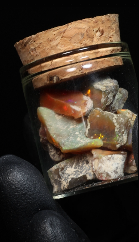 10g Rough Ethiopian Dark Jewelry Grade Welo Opal Jar