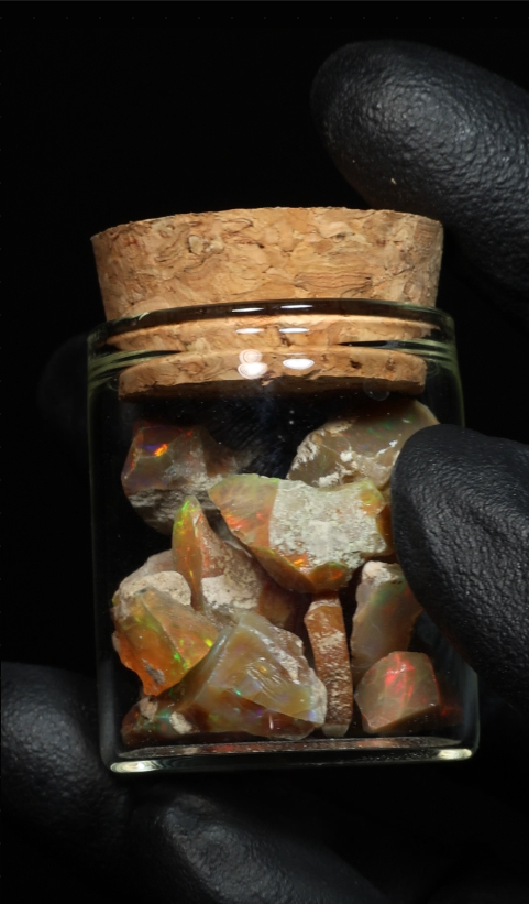 10g Rough Ethiopian Dark Jewelry Grade Welo Opal Jar