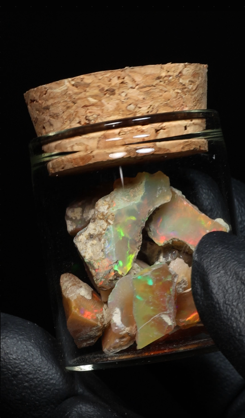 10g Rough Ethiopian Dark Jewelry Grade Welo Opal Jar