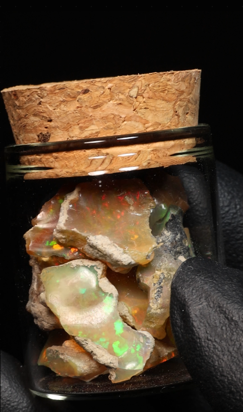 10g Rough Ethiopian Dark Jewelry Grade Welo Opal Jar