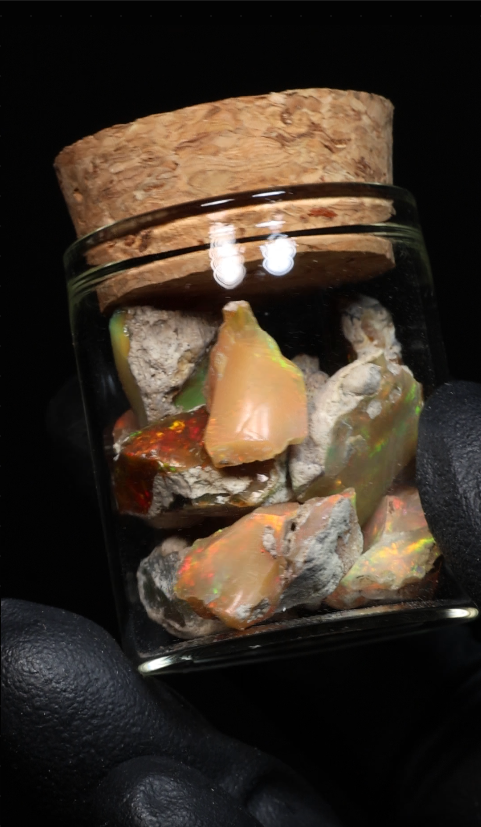 10g Rough Ethiopian Dark Jewelry Grade Welo Opal Jar