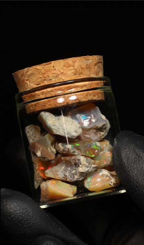 10g Rough Ethiopian Dark Jewelry Grade Welo Opal Jar