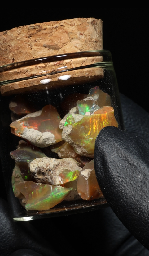 10g Rough Ethiopian Dark Jewelry Grade Welo Opal Jar