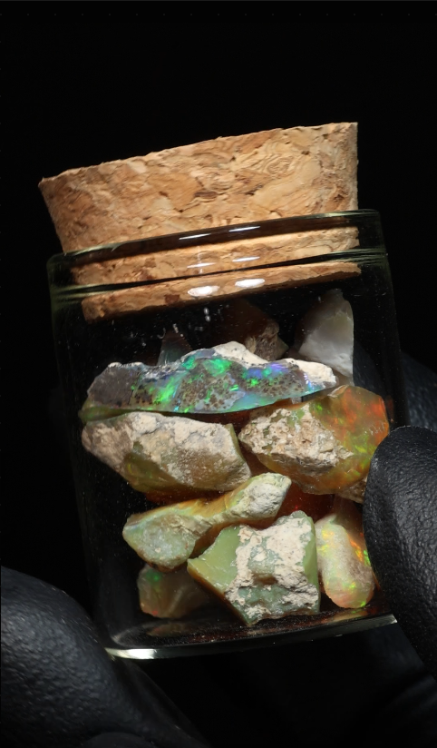 10g Rough Ethiopian Dark Jewelry Grade Welo Opal Jar
