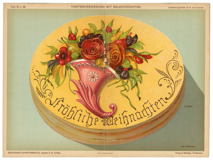 1903 Antique German CAKE DECORATING Print, Krackharts Pastry Book