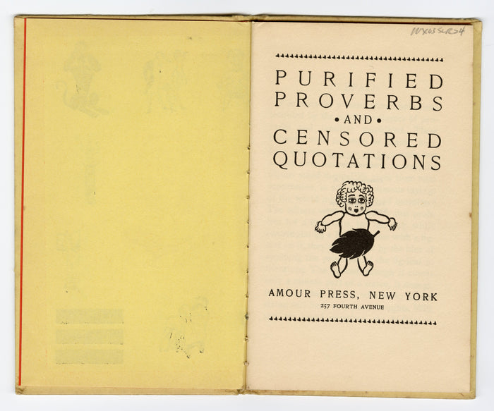 1930 Vintage PURIFIED PROVERBS & CENSORED QUOTATIONS, Novelty, Naughty Joke Book