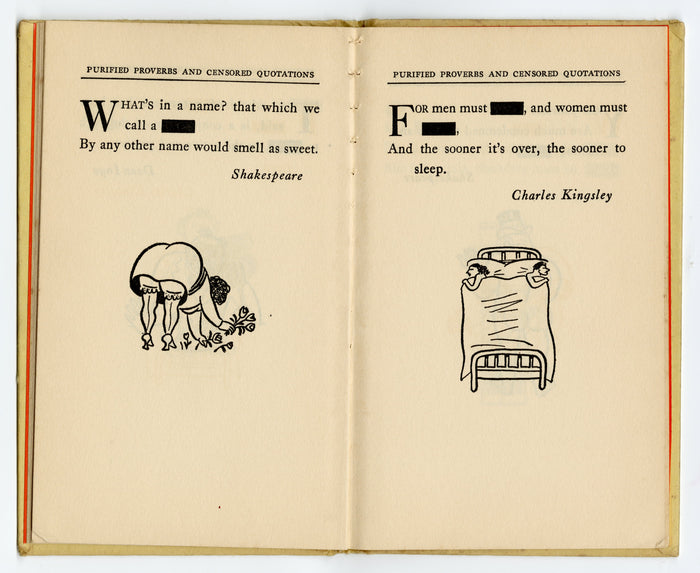 1930 Vintage PURIFIED PROVERBS & CENSORED QUOTATIONS, Novelty, Naughty Joke Book