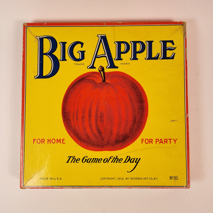 1938 Vintage BIG APPLE Children's BOARD GAME, Rosebud Art Company