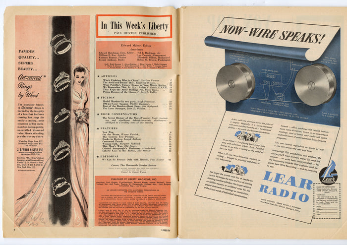 1945 Liberty Magazine, Honorable Service Button, WWII, May Edition