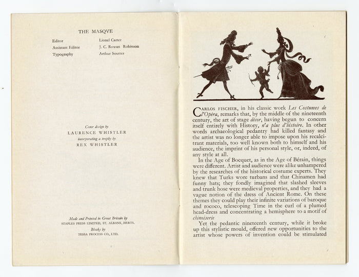 1947 THE MASQUE MAGAZINE, Designs for the Theater by Rex Whistler Book II