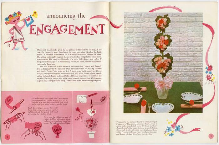 1960's Dennison Parties for the Bride Wedding Idea Book, Paper Crafts