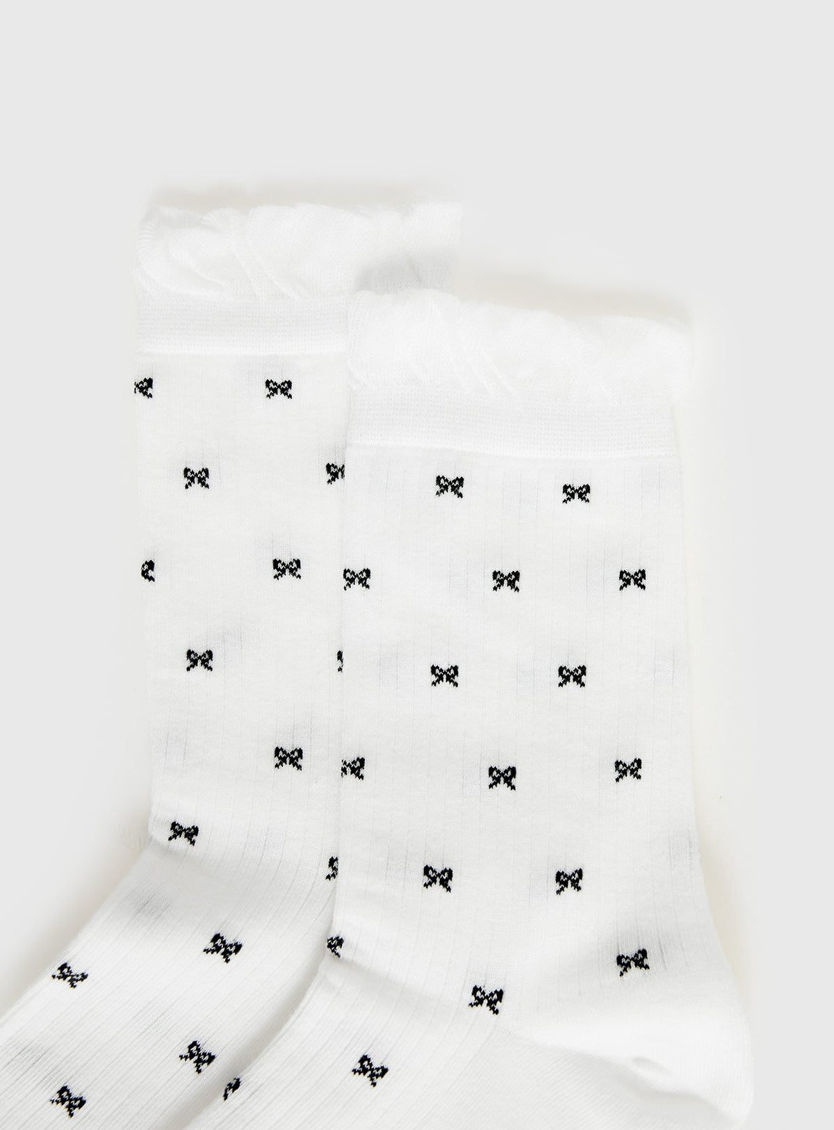 Soffie Frill Detail Bow Socks White