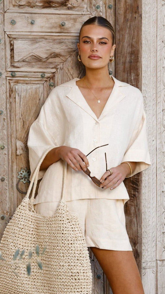 Luna Button Up Shirt - Natural