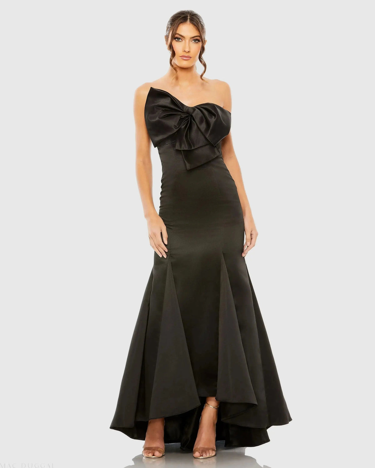 Black Strapless Bow Mermaid Gown