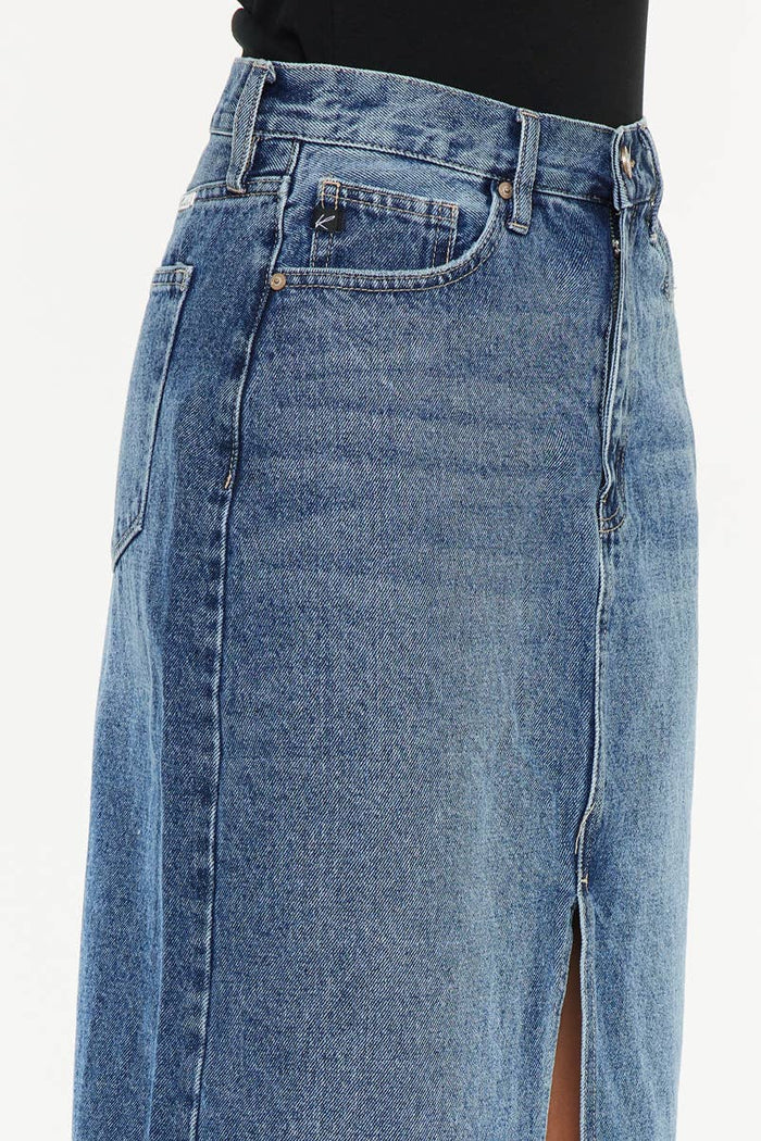 90'S DENIM MAXI SKIRT-KC7868M: MEDIUM / L