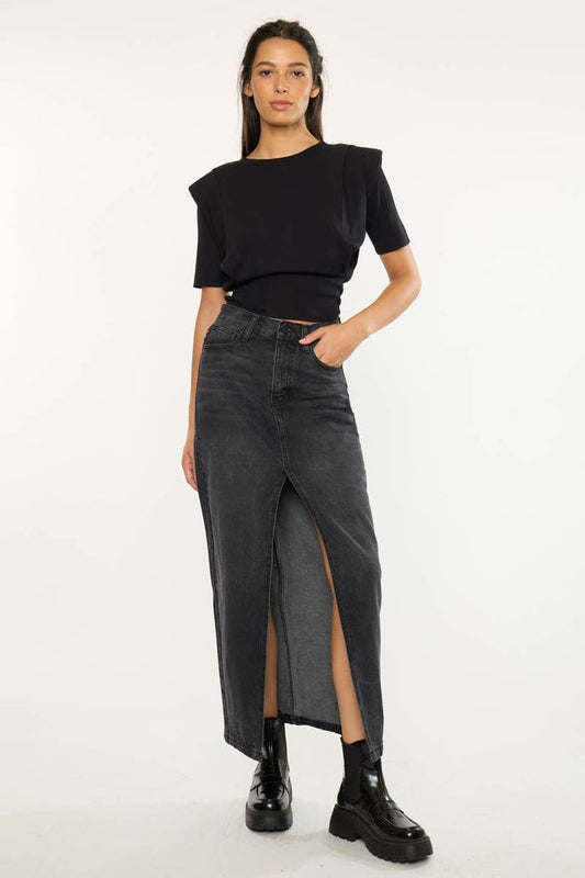 90’S MAXI SKIRT-KC7868BK: BLACK / L