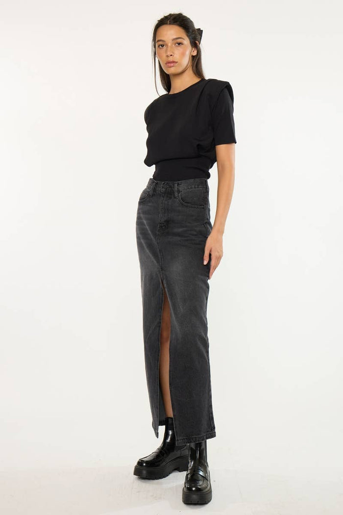 90’S MAXI SKIRT-KC7868BK: BLACK / L