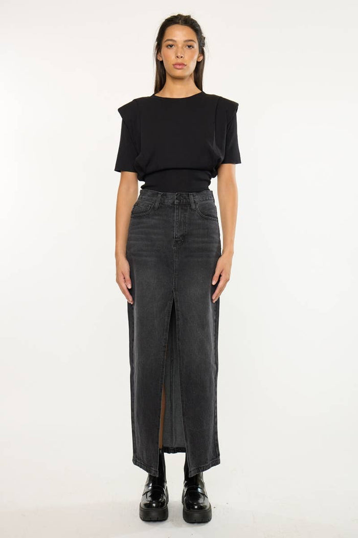 90’S MAXI SKIRT-KC7868BK: BLACK / L