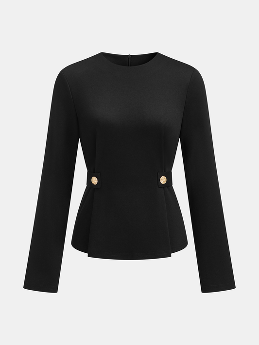 Long Sleeve Fitted Waist Button Blouse
