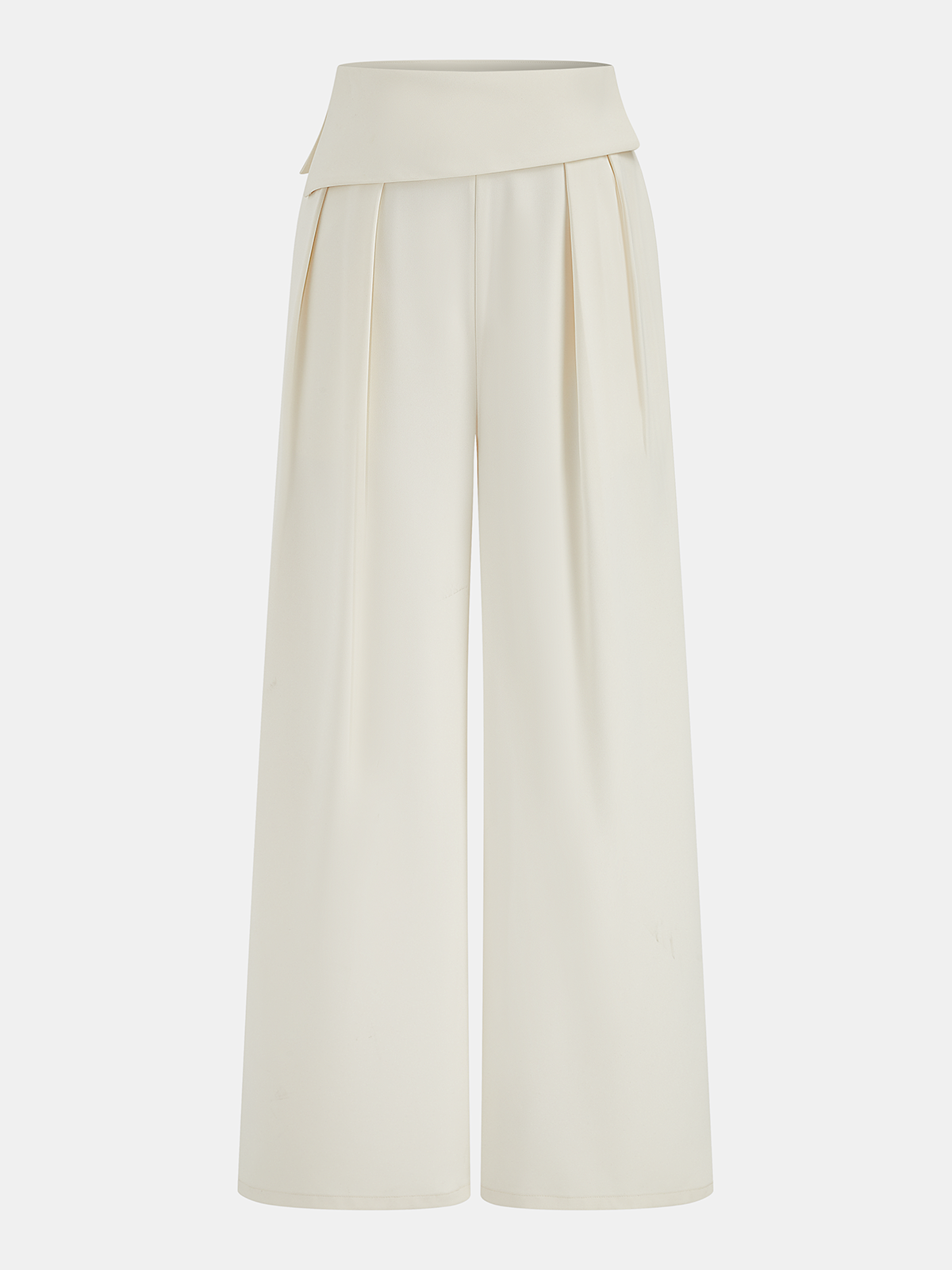 Foldover Waistband High-Waisted Wide-Leg Pants