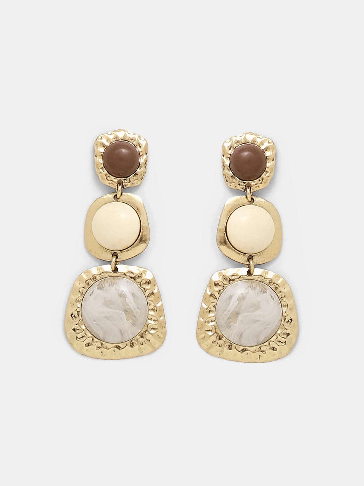 Hammered Tiered Marbled Drop Earrings