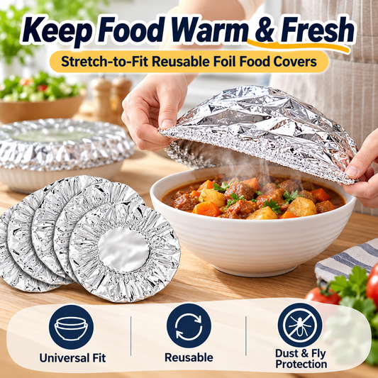 Aluminum Foil Heat-Retaining Food Covers – Stretch-Fit Bowl & Plate Covers for Everyday Meals, Parties & Picnics