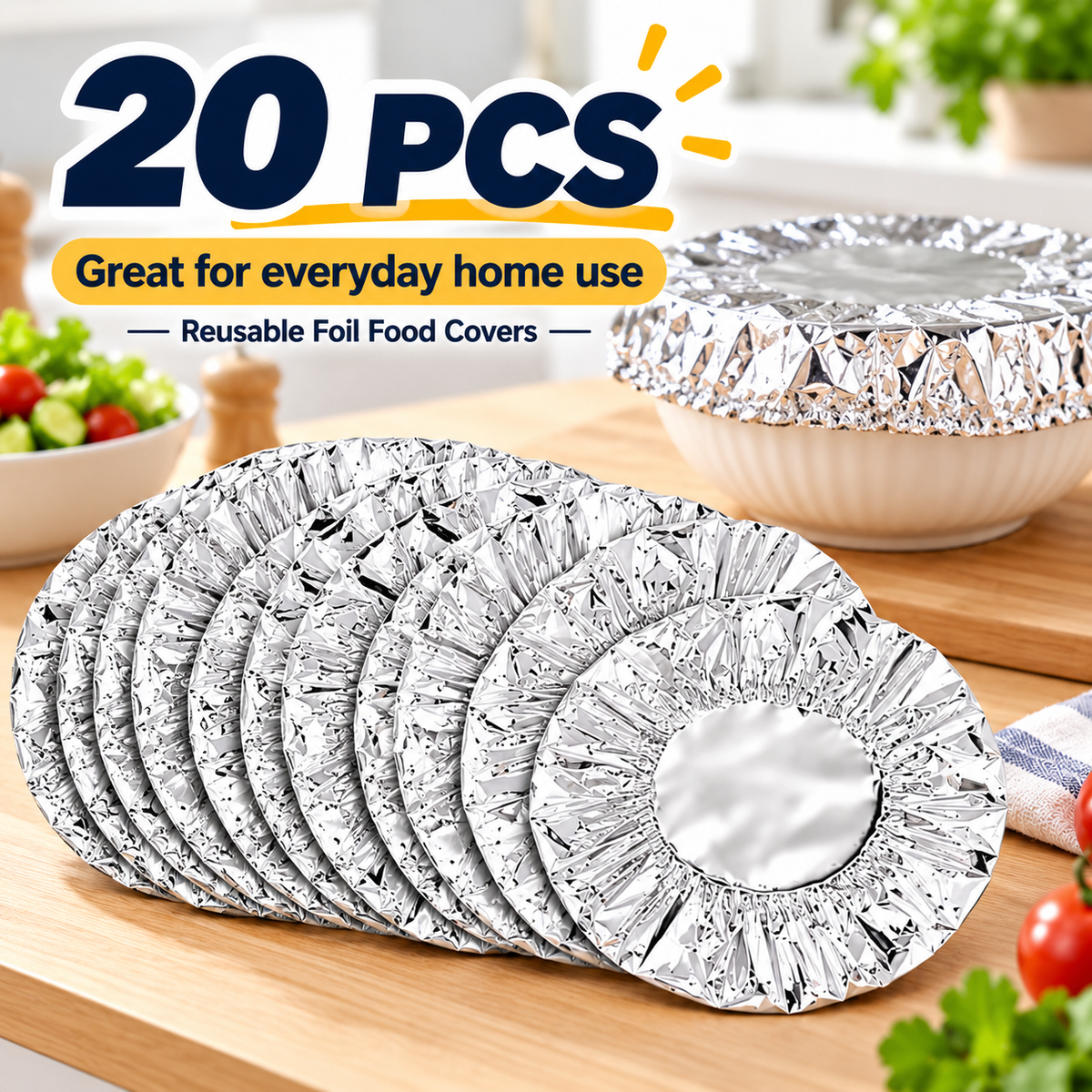 Aluminum Foil Heat-Retaining Food Covers – Stretch-Fit Bowl & Plate Covers for Everyday Meals, Parties & Picnics