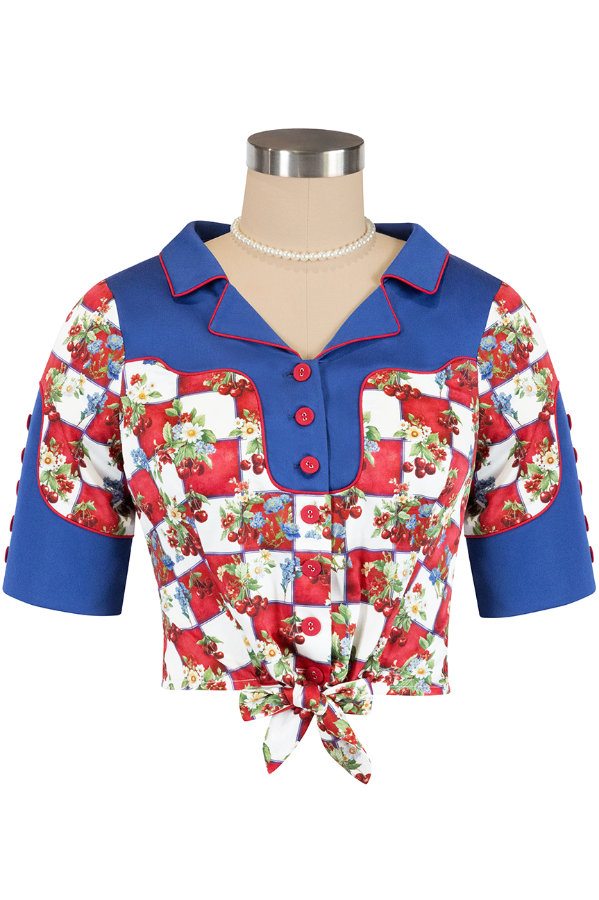Cherry Bomb Tie Front Blouse