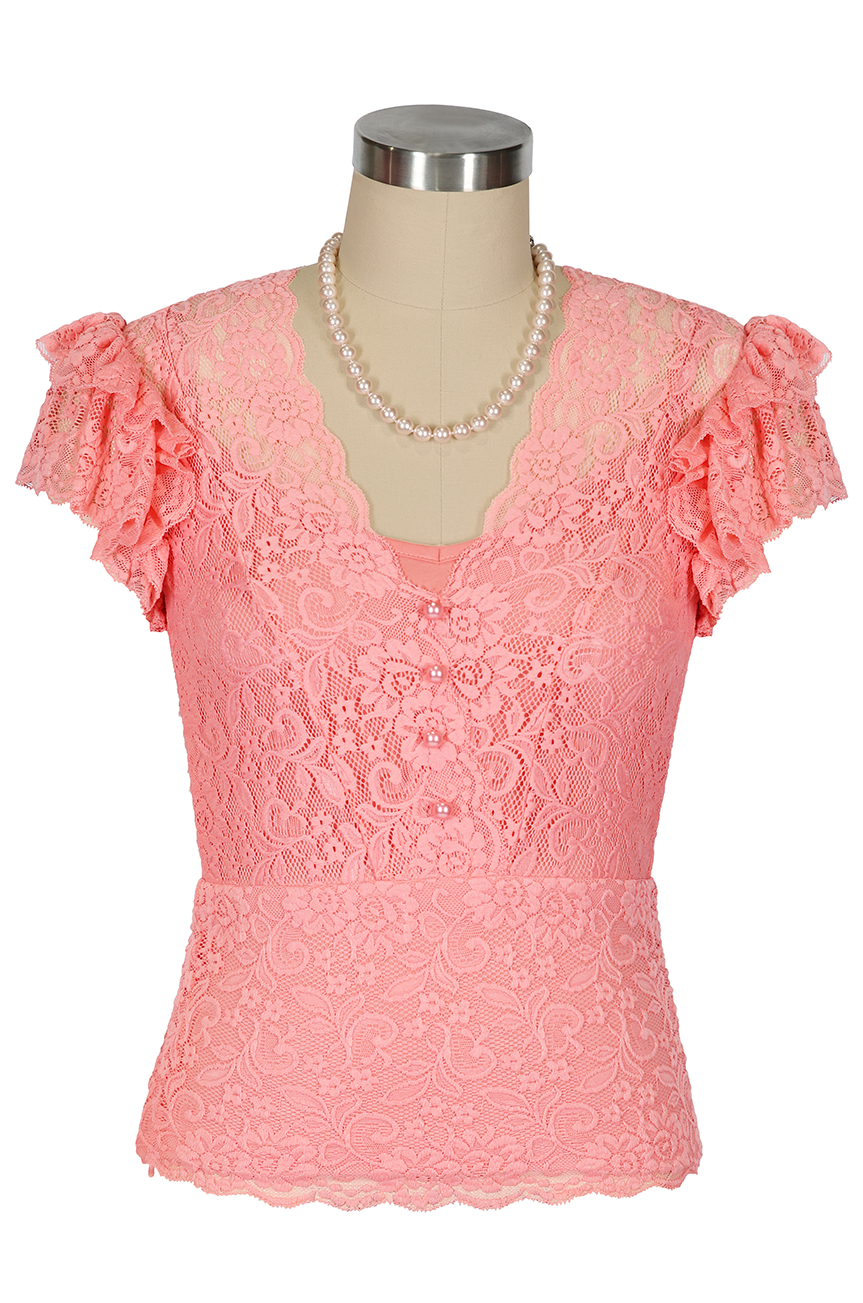 Fiorenza Lace Flutter Top