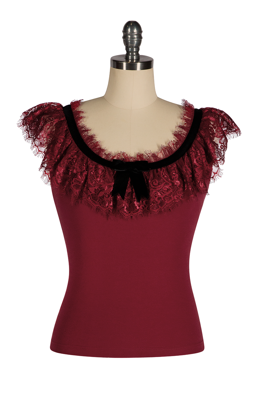 Fifi D'Amour Lace Up Camisole (Burgundy)