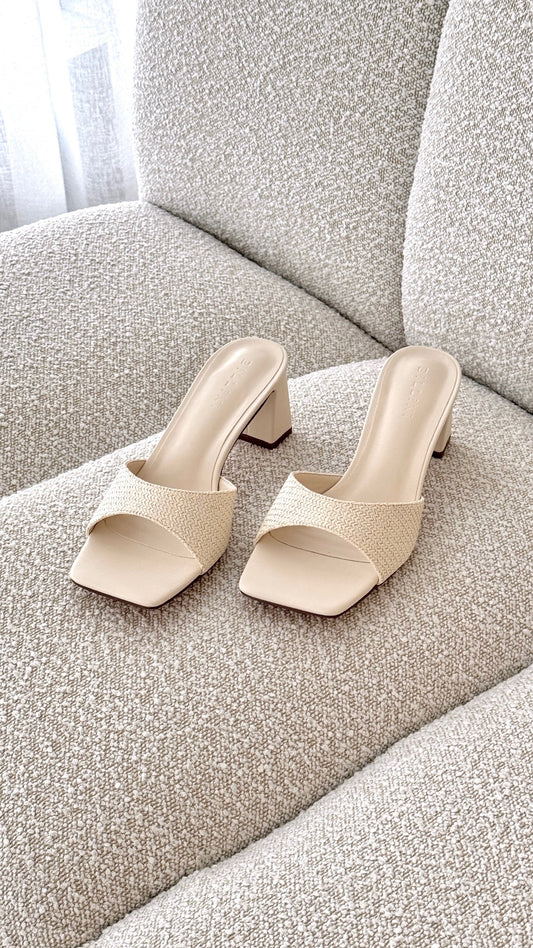 Freda Heel - Cream Raffia