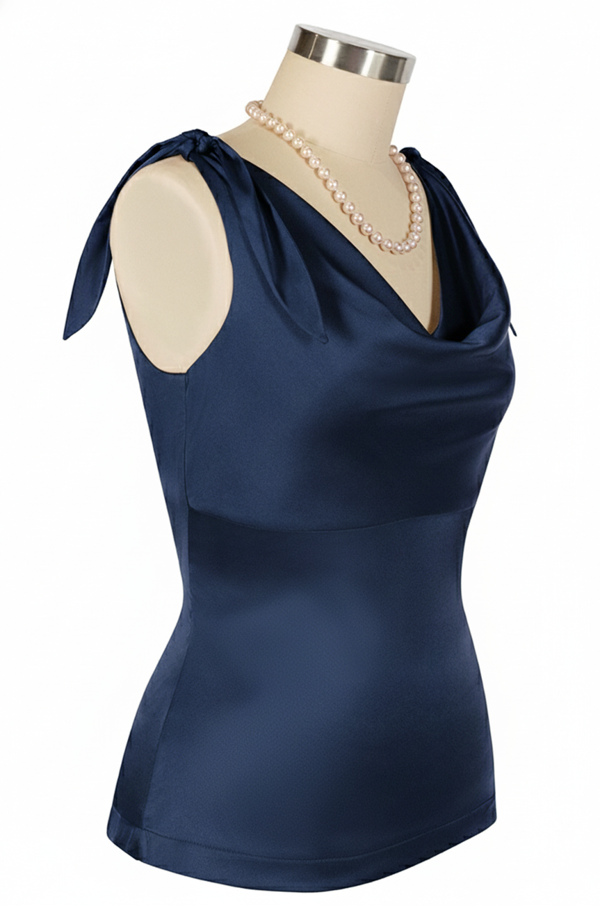 D'Amour Classic Cowl Top (Navy)