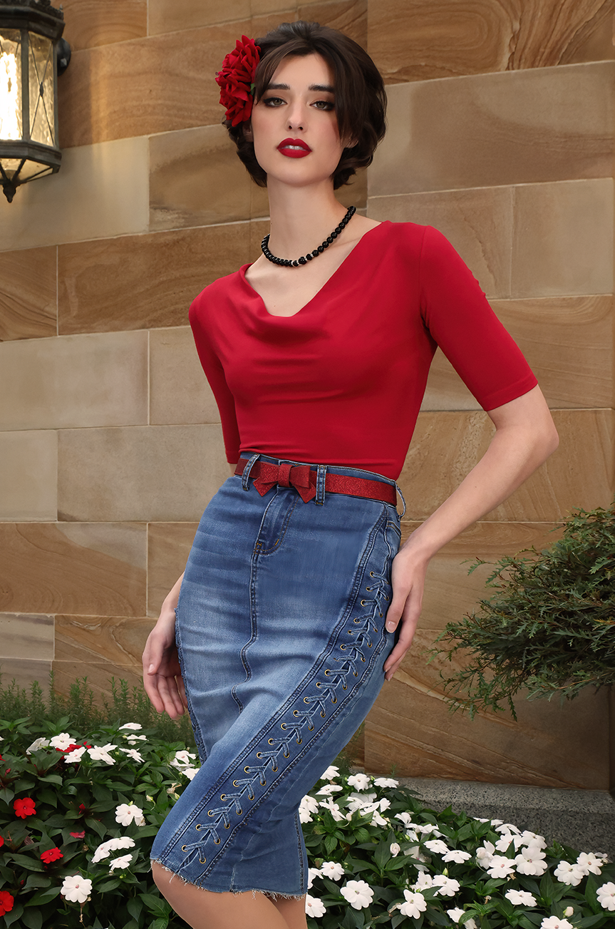 Madison Wiggle Skirt (Denim)