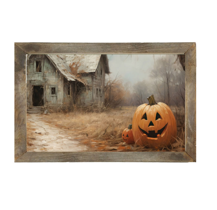 Abandoned house jackolanterns - Framed Art